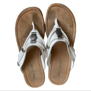 Minnetonka Silverthorne White Leather Sandals Sz 8